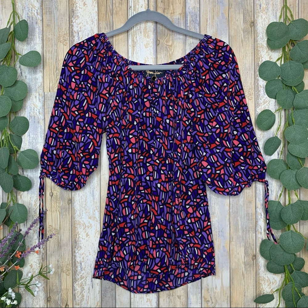 Yumi Kim Mosaic Abstract 3/4 Sleeve Blouse